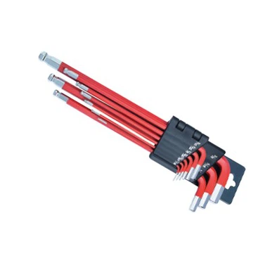 Chave hexagonal de ponta esférica de 9 peças extra longa